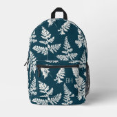  Blauw & Wit Varen Patroon Monogram Initialen Bedrukte Rugzak (Voorkant)