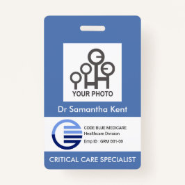 Blauw wit vat Foto Sjabloon Medisch personeel ID Badge