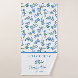 Blauw wit vergeet me niet badhanddoek