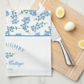 Blauw wit vergeet me niet theedoek (Quarter Fold)