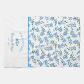 Blauw wit vergeet me niet theedoek (Horizontaal)