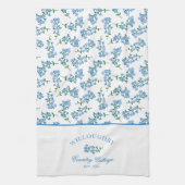 Blauw wit vergeet me niet theedoek (Verticaal)