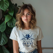 Blauw & Wit Versierde Kever T-shirt