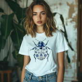 Blauw & Wit Versierde Kever T-shirt
