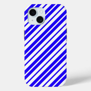 Blauw wit verticaal strepenpatroon iPhone 15 case