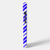 Blauw wit verticaal strepenpatroon Case-Mate iPhone case (Achterkant / Links)