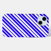 Blauw wit verticaal strepenpatroon Case-Mate iPhone case (Achterkant (horizontaal))