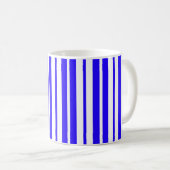 Blauw wit verticaal strepenpatroon koffiemok (Voorkant rechts)