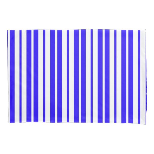 Blauw wit verticaal strepenpatroon kussensloop (Voorkant)