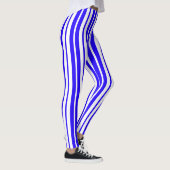 Blauw wit verticaal strepenpatroon leggings (Rechts)