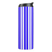 Blauw wit verticaal strepenpatroon thermosbeker (Gedraaid links)