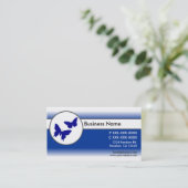 Blauw wit vervagen vlinders visitekaartjes (Staand voorkant)