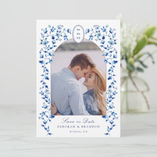 Blauw & wit verwijderen Foto opslaan Datum Kaart (Staand voorkant)