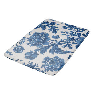 Blauw & Wit Victoriaans geïnspireerde Bloemenprint Badmat