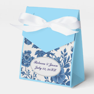 Blauw & Wit Victoriaans geïnspireerde Bloemenprint Bedankdoosjes