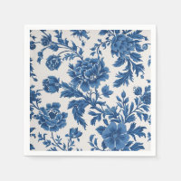 Blauw & Wit Victoriaans geïnspireerde Bloemenprint