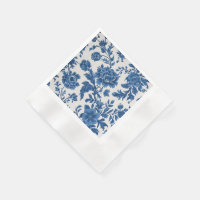 Blauw & Wit Victoriaans geïnspireerde Bloemenprint