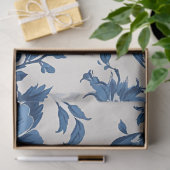 Blauw & Wit Victoriaans geïnspireerde Bloemenprint Tissuepapier (Geschenk)