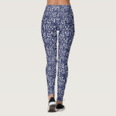 Blauw wit vierkant design leggings (Achterkant)