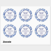 Blauw & Wit Vintage Bloem Cosmetica Etiket (Vel)
