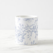 Blauw wit vintage bloemmotief koffiemok (Center)