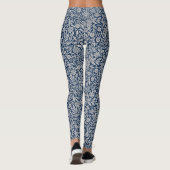 Blauw & Wit Vintage Bloemmotief Leggings (Achterkant)