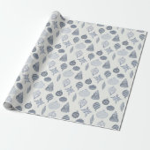 Blauw-wit vintage ornament cadeaupapier (Uitgerold)
