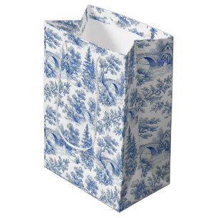 Blauw-wit vintage toile landschap medium cadeauzakje