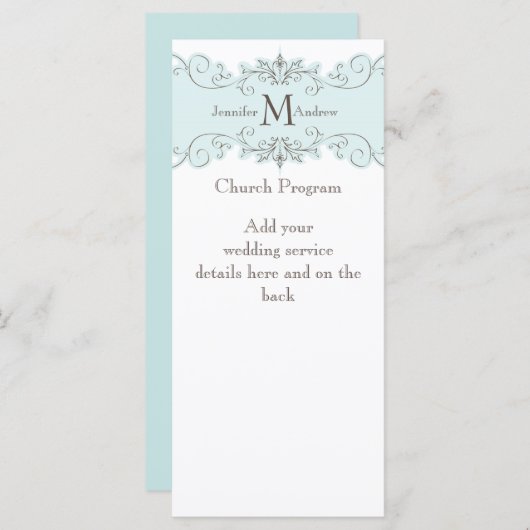 Blauw Wit Vintage Trouwprogramma's Programmakaart (Voorkant / Achterkant)