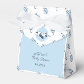 Blauw Wit Vliegtuig + Bagagepatroon Baby shower Bedankdoosjes (Voorkant Zijde)