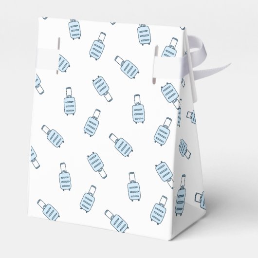 Blauw Wit Vliegtuig + Bagagepatroon Baby shower Bedankdoosjes (Achterkant)