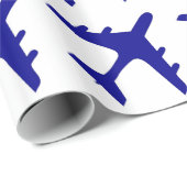 Blauw wit vliegtuigontwerp cadeaupapier (Rol Hoek)