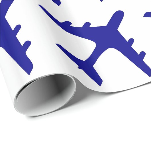 Blauw wit vliegtuigontwerp cadeaupapier (Rol Hoek)