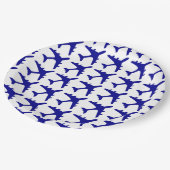 Blauw wit vliegtuigpatroon papier borden papieren bordje (Gekanteld)