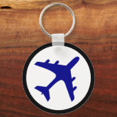 Blauw wit vliegtuigsymbool eenvoudige sleutelhange sleutelhanger (Voorkant)