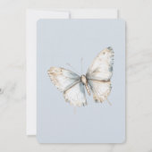 Blauw Wit Vlinder Bloemen Vrijgezellenfeest Kaart (Achterkant)
