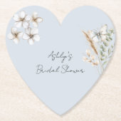 Blauw Wit Vlinder Bloemen Vrijgezellenfeest Kartonnen Onderzetters (Voorkant)