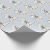  Blauw Wit Vlinder Vrijgezellenfeest Cadeaupapier (Hoek)