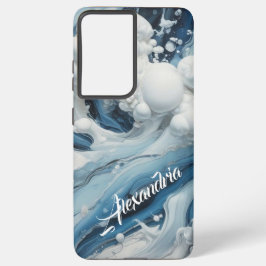 Blauw Wit vloeistof telefoonhoes Samsung Galaxy Hoesje