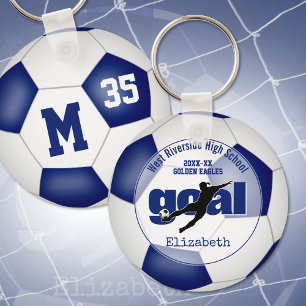 Blauw Wit Voetbal Doel Team Spirit Gifts Meisjes Sleutelhanger