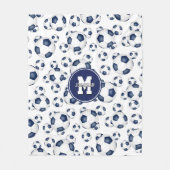 blauw wit voetbal patroon jongens meisjes sporadis fleece deken (Voorkant)