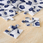 Blauw Wit Voetbal Team Kleuren Meisjes Jongens Naa Legpuzzel (Zijkant)