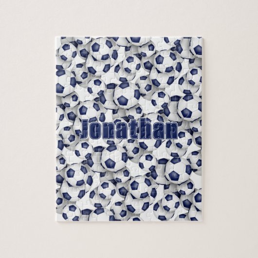 Blauw Wit Voetbal Team Kleuren Meisjes Jongens Naa Legpuzzel (Verticaal)