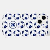 Blauw wit voetballen patroon monogram Case-Mate iPhone case (Achterkant (horizontaal))