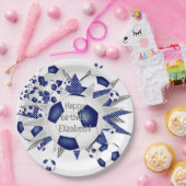 Blauw wit voetballen sterren verjaardag papieren bordje (Feest)