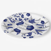 Blauw wit voetballen sterren verjaardag papieren bordje (Gekanteld)