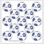 blauw - wit voetbalteam kleuren individuele speler sticker (Vel)