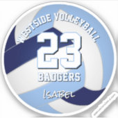 Blauw Wit Volleybal Club Kleuren Atleet Naam Sticker (Voorkant)
