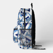 Blauw wit volleybal patroon w speler naam nummer bedrukte rugzak (Rechts)