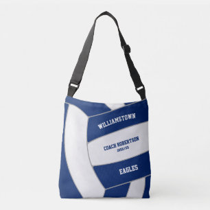 Blauw wit volleybal team kleuren cadeaus voor coac crossbody tas